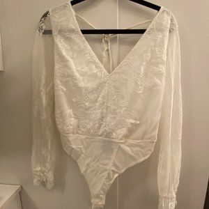 Lacey white bodysuit